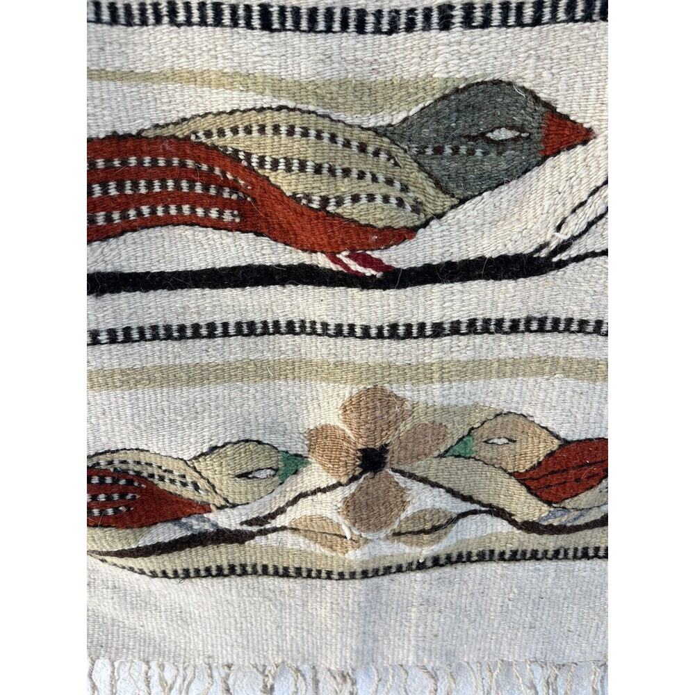 Woven Tapestry Wall Hanging 30x19.5 Handmade Artisan Bird Native Style Boho - Picture 4 of 4